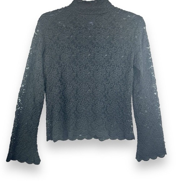 Forenza Vintage Black Lace Burnout Sheer Top Womens Size Large Whimsigoth Witchy - Picture 9 of 9